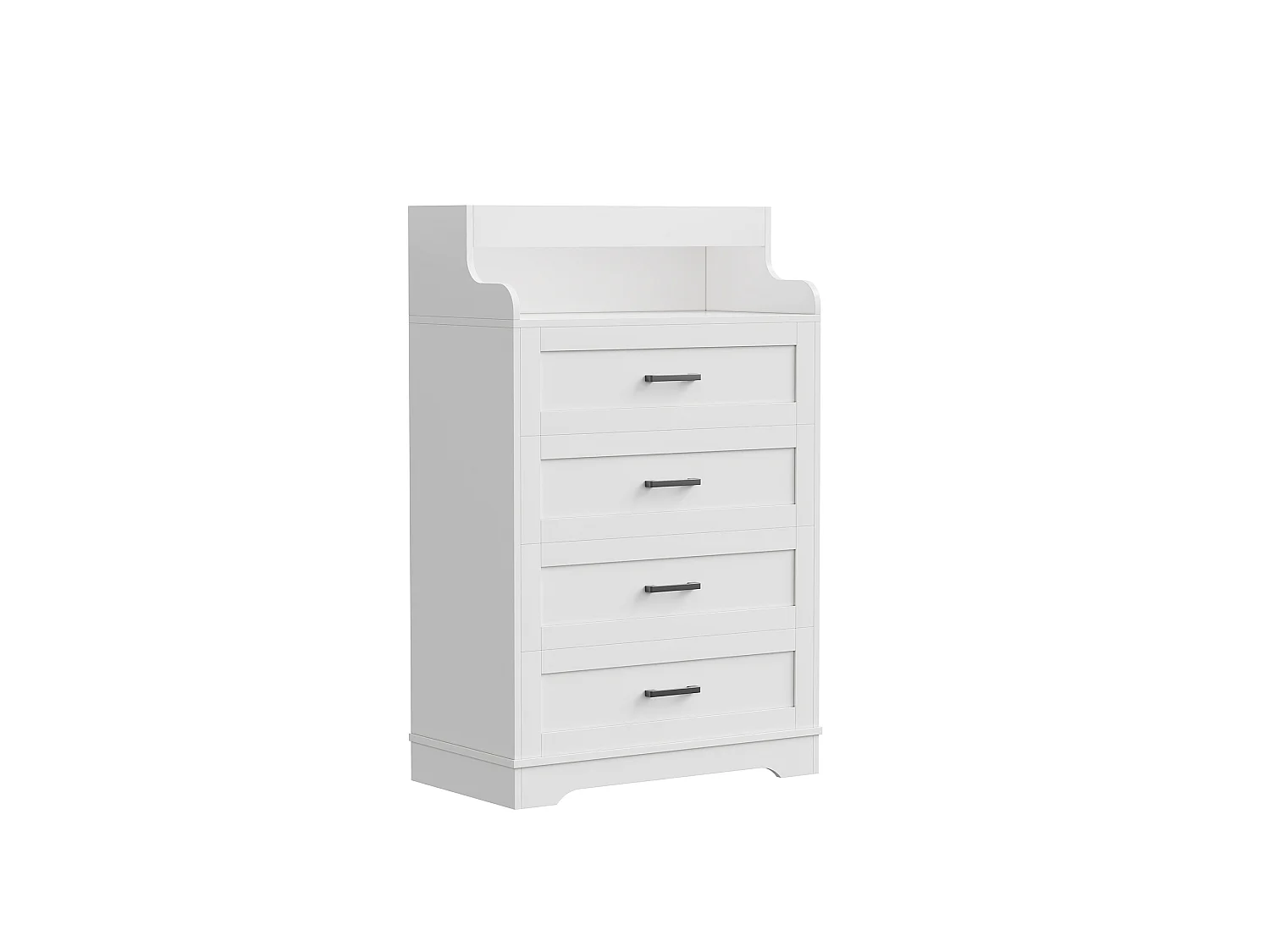Commode 4 tiroirs avec éclairage LED, meuble de rangement, style scandinave, blanc