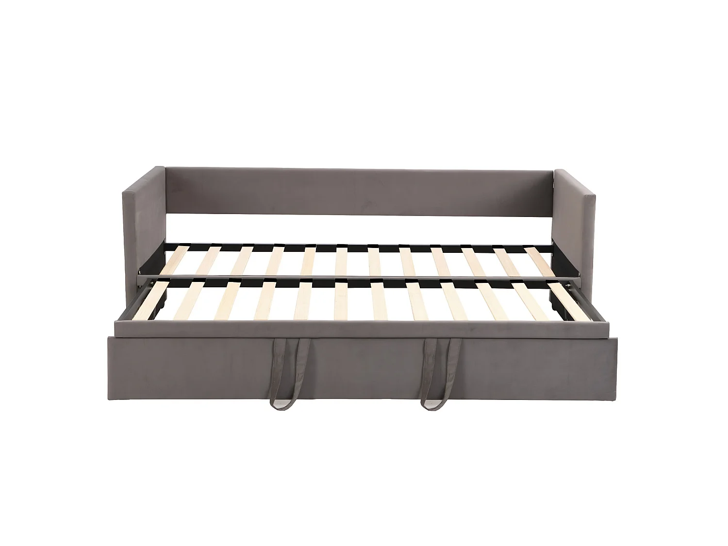 Lit gigogne banquette 2 places 90x200 cm extensible 180x200 cm，Tissu Velours Gris