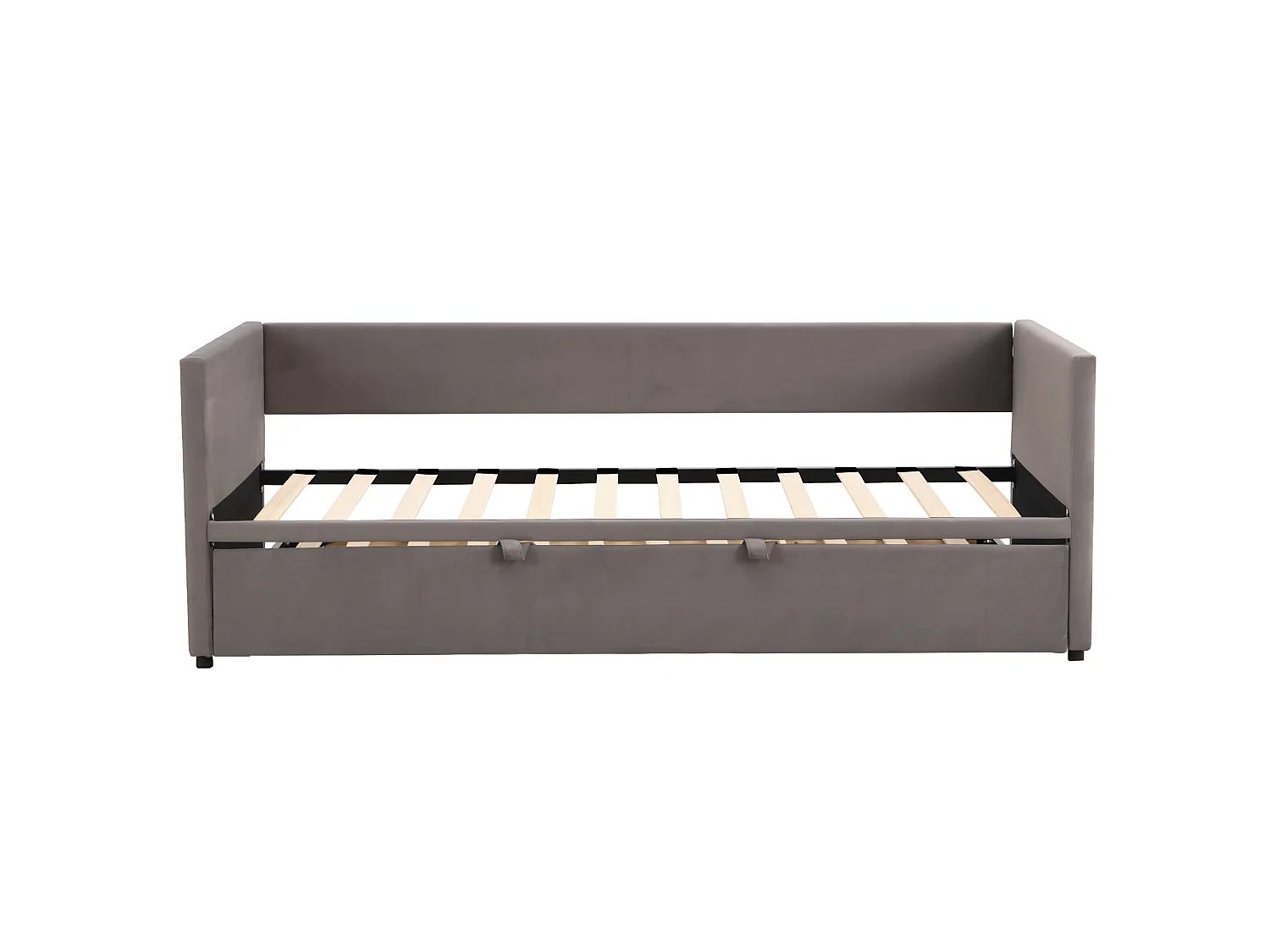 Lit gigogne banquette 2 places 90x200 cm extensible 180x200 cm，Tissu Velours Gris