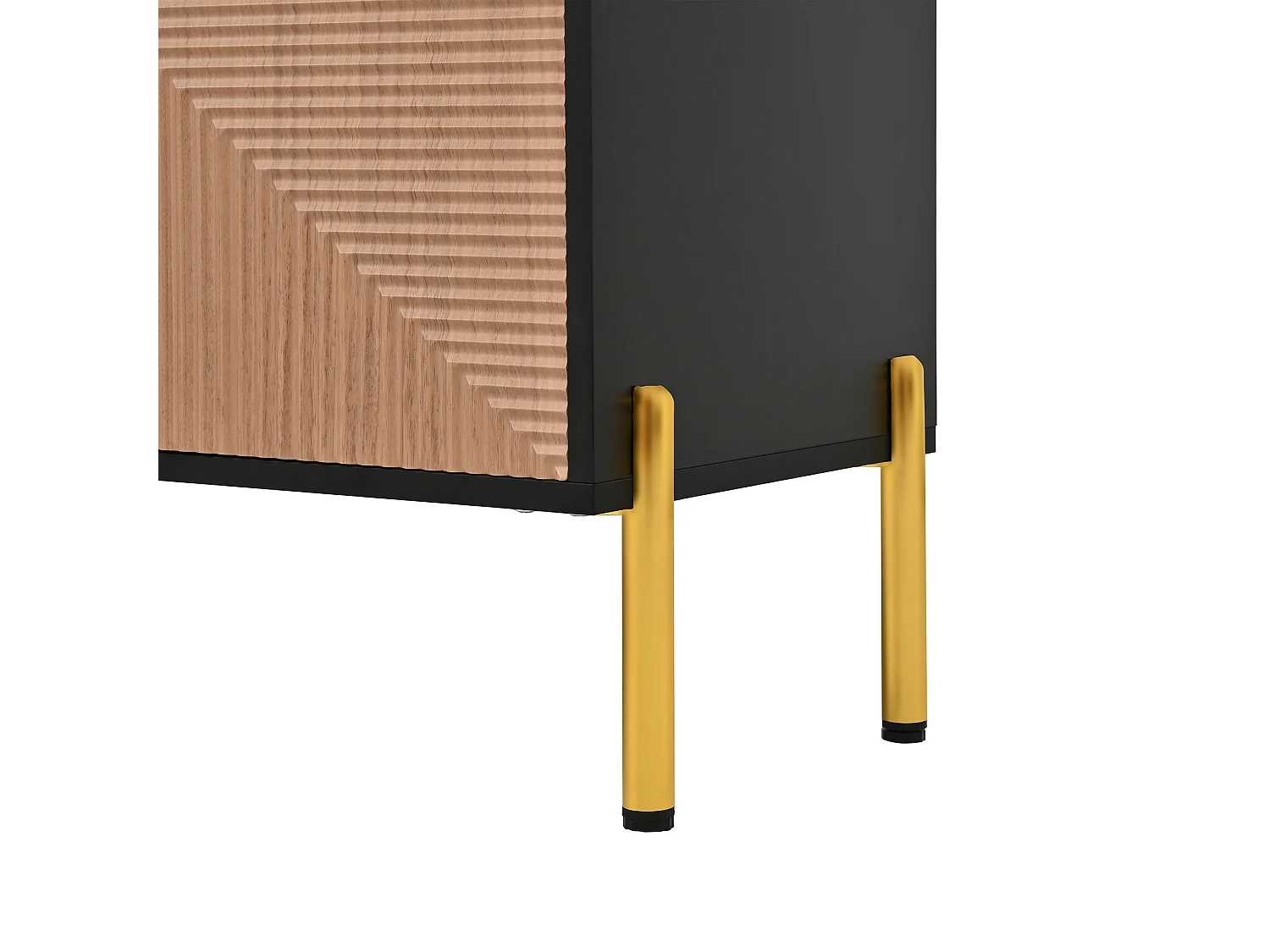 TV-meubel 179 x 35 x 53,5 cm, met 4 opbergvakken, 3D-reliëf op de fronten en goudkleurige poten, zwart
