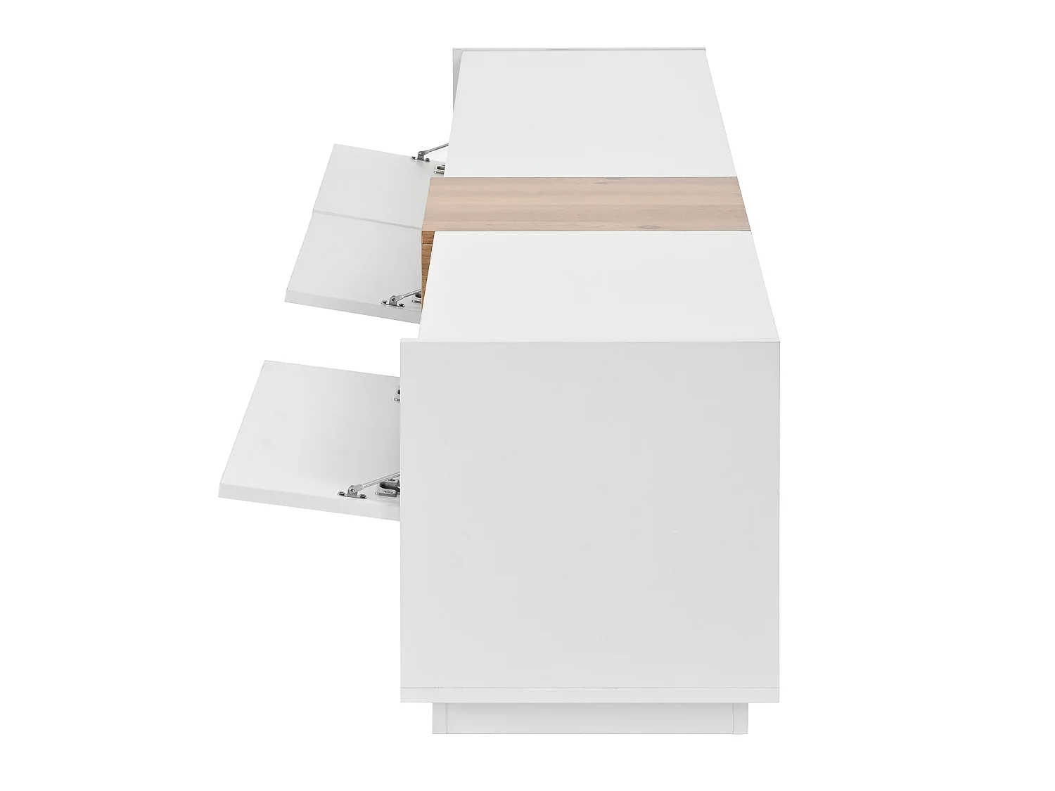 TV-meubel 190 x 38 x 42 cm, met glanzende deuren, sfeerverlichting met ledlampen, open opbergruimte, wit