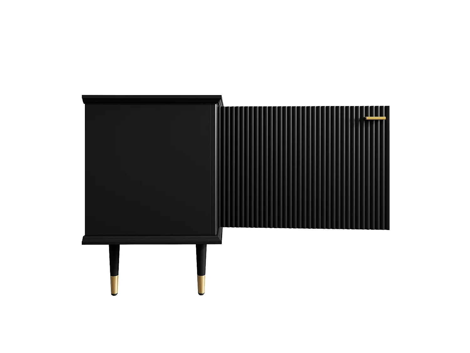 TV-meubel 170 x 36 x 54 cm, met lade en deuren, gouden poten, open opbergruimte, zwart