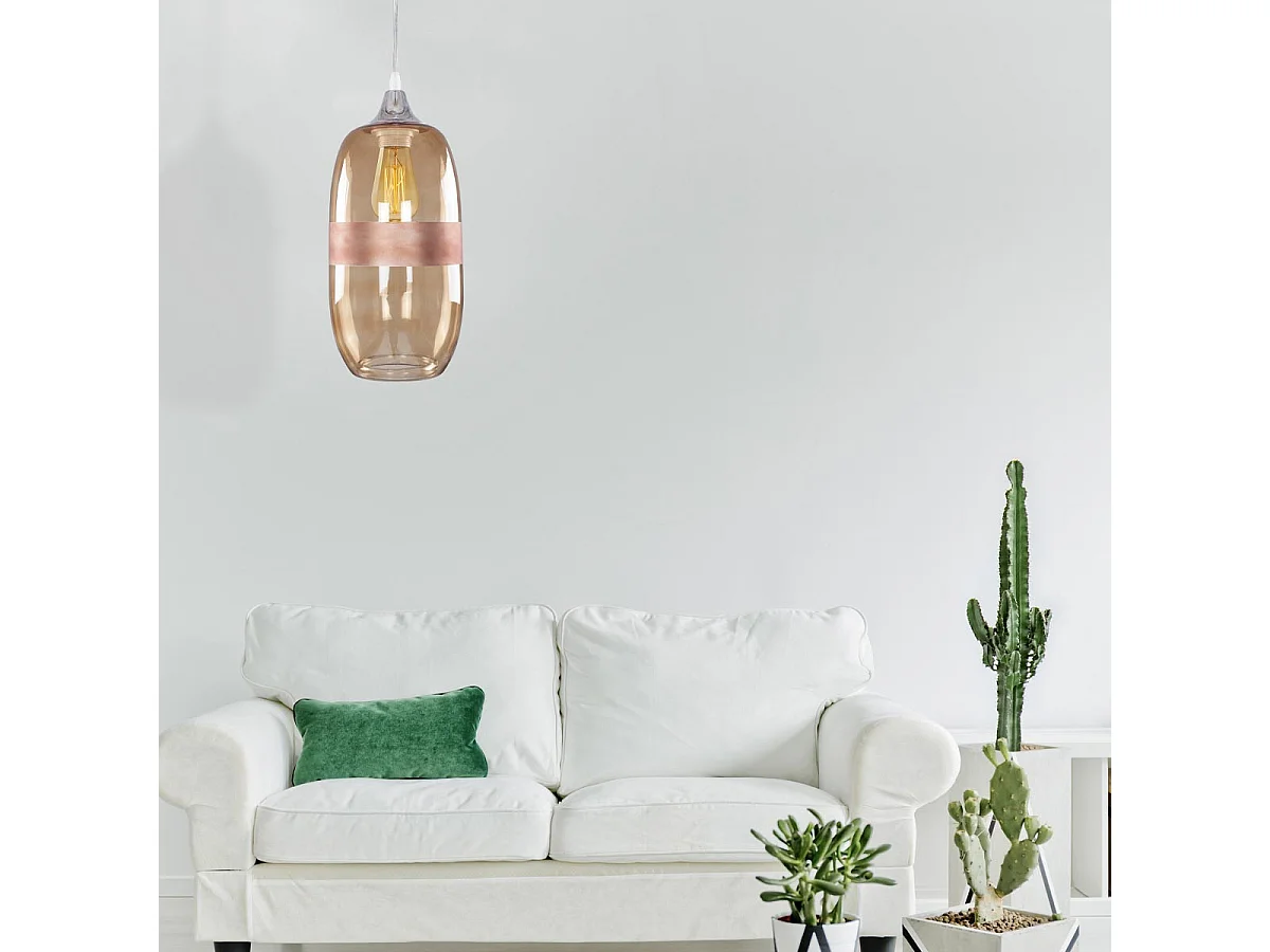 Lampe Suspension en Verre "Kari" 36cm Jaune