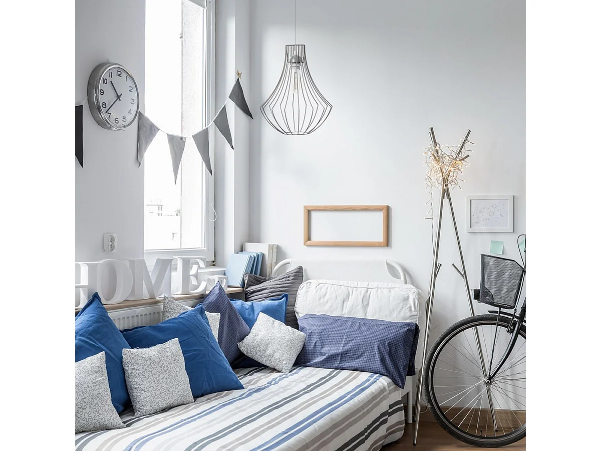 Lampe Suspension en Métal "Jasmin" 40cm Argent
