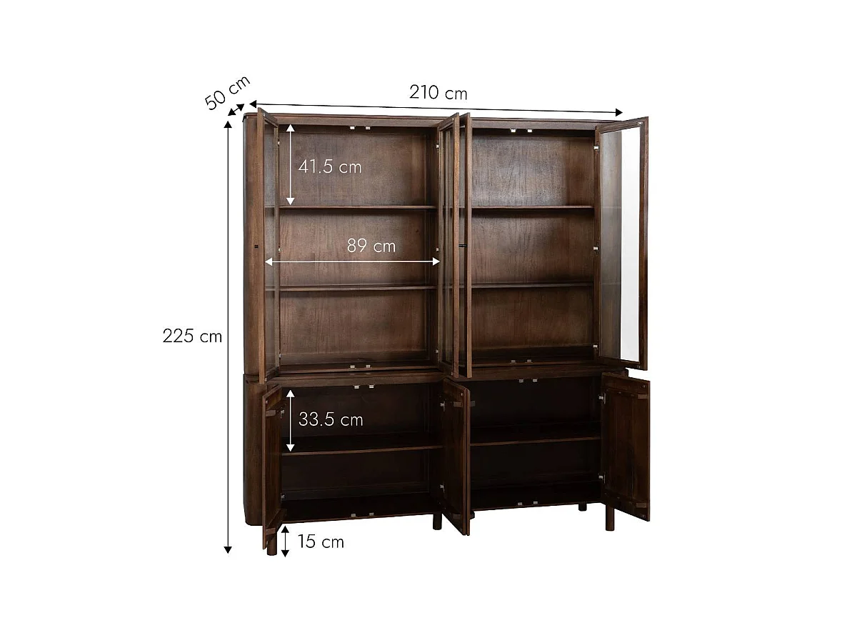 Vaisselier en bois de manguier 210cm Maora