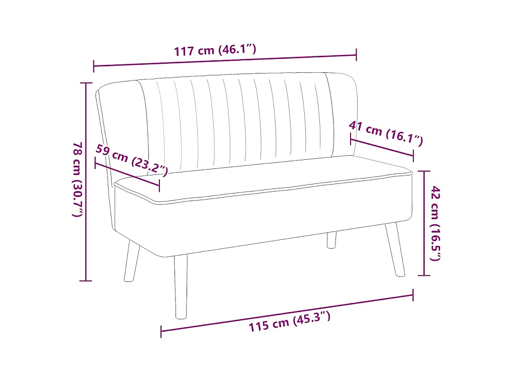 Sofa Stoff 117x55,5x77 cm Hellgrau