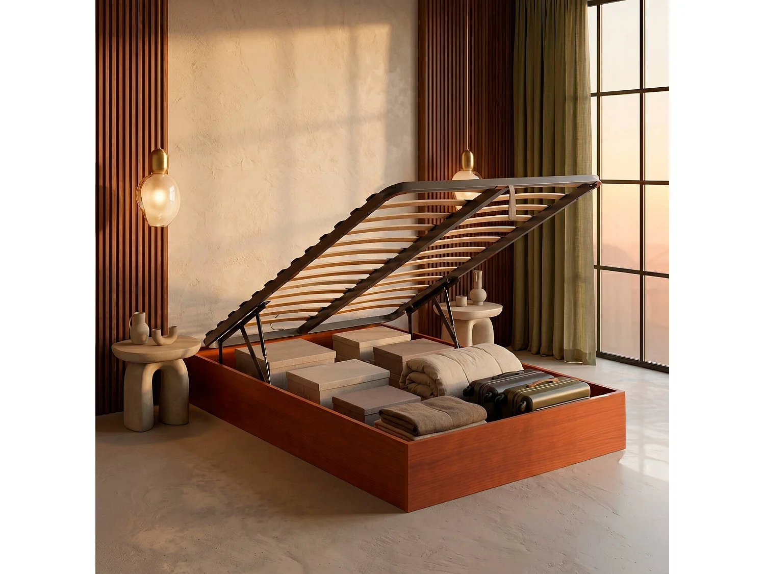 Canapé abatible de 90 x 200 cm de madera de 32 cm - CEREZO-SUELO de CONFORDES