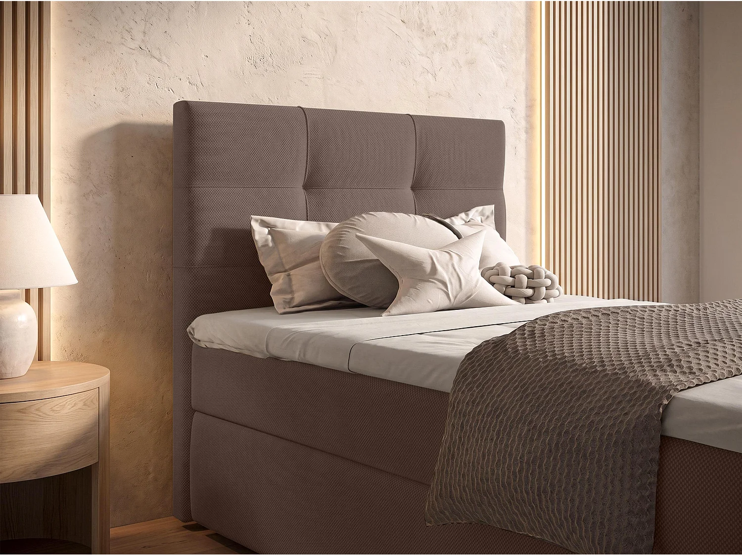 AX LIVING Boxspring Sakarya 80x200 cm bruin – complete set met topper en opbergruimte, H2/H3
