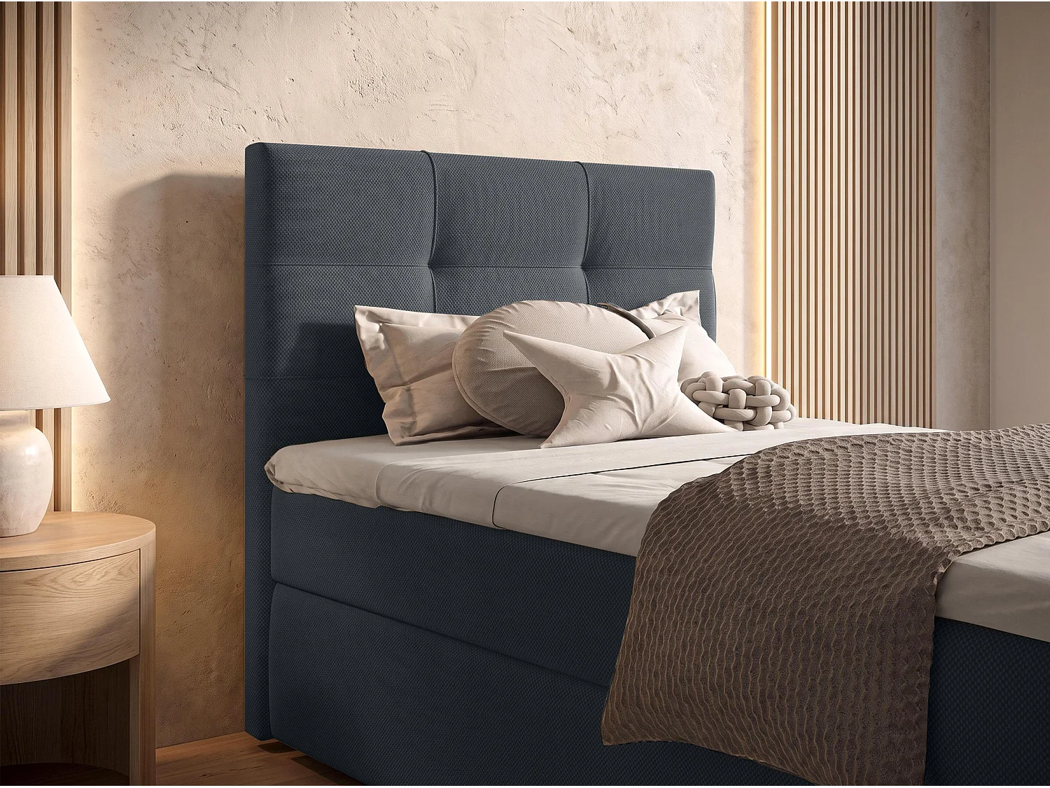 AX LIVING Lit boxspring Sakarya 120x200 cm noir – ensemble complet avec surmatelas et coffre de rangement, H2/H3