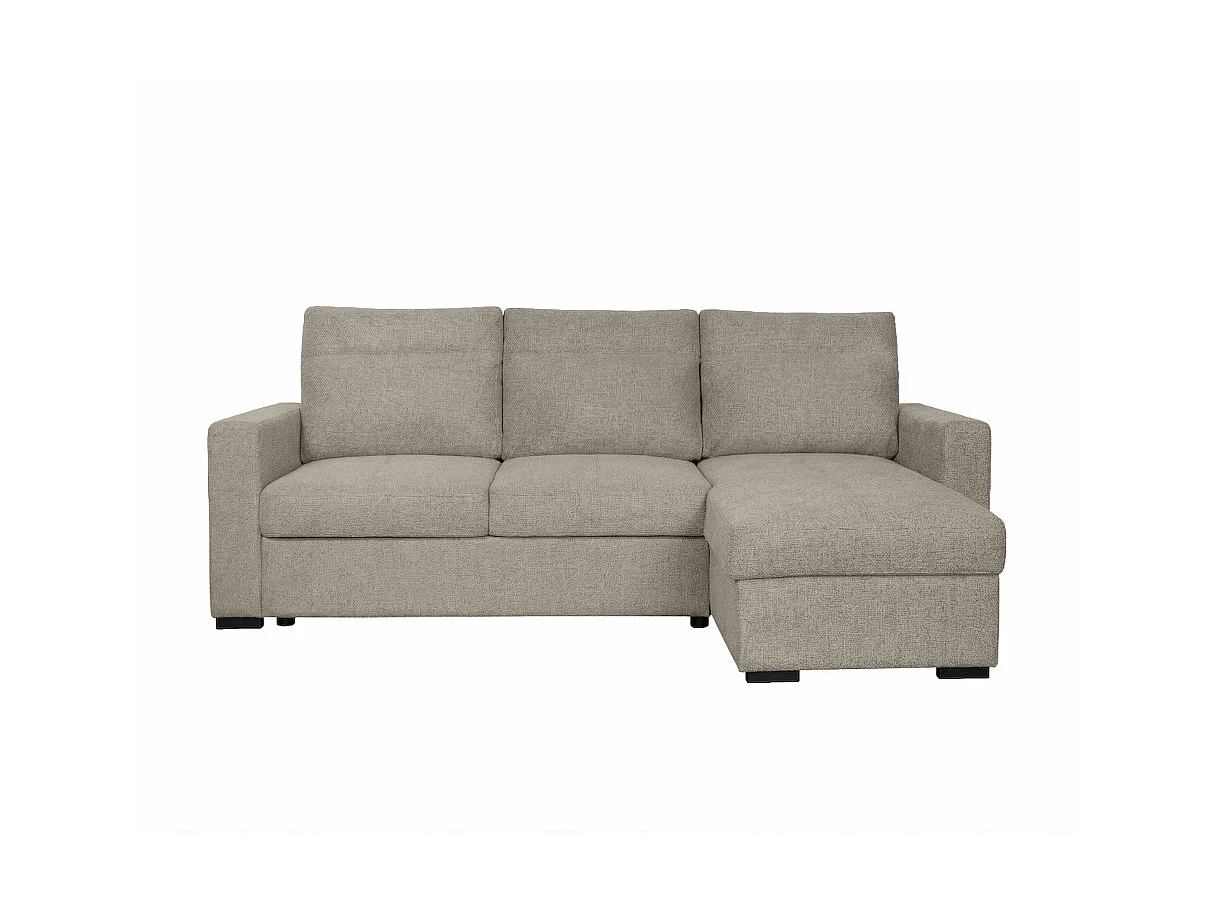 Canapé d'angle réversible SOLARO convertible avec coffre en tissu - Taupe