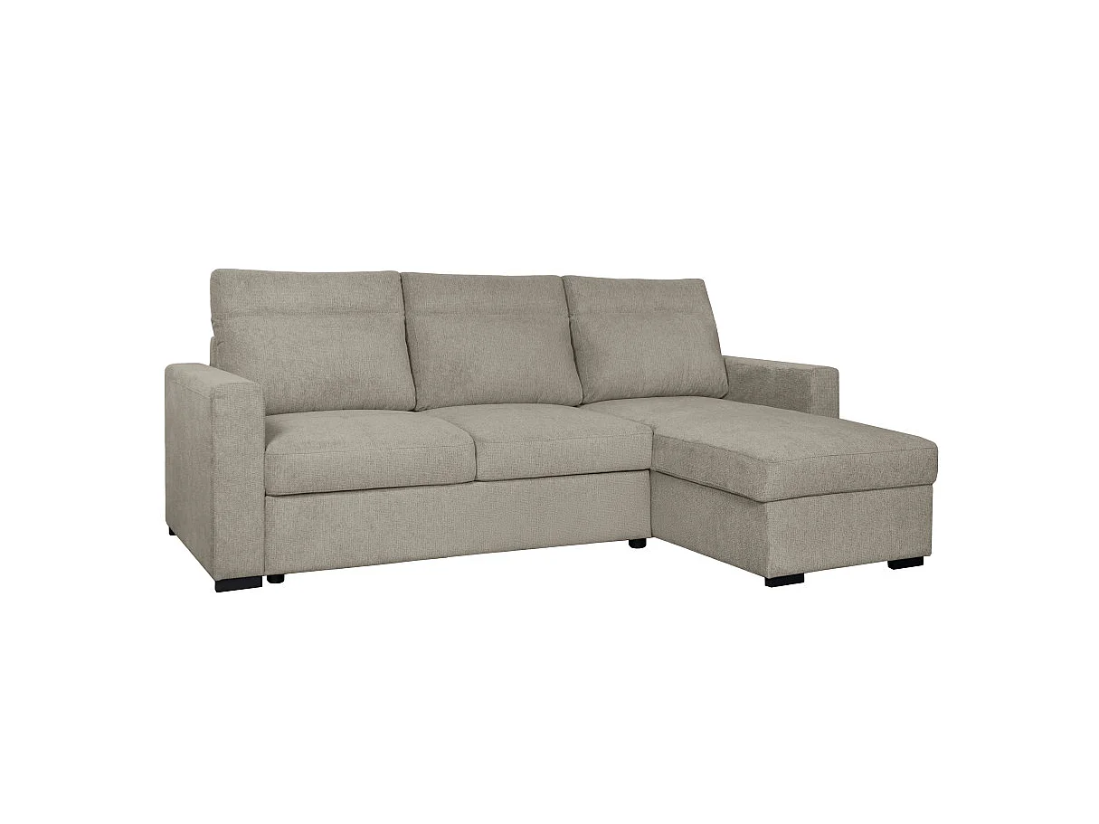 Canapé d'angle réversible SOLARO convertible avec coffre en tissu - Taupe