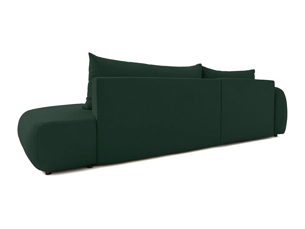 Canapé d'angle convertible 5 places FABIO en tissu texturé - Vert foncé - Angle Gauche
