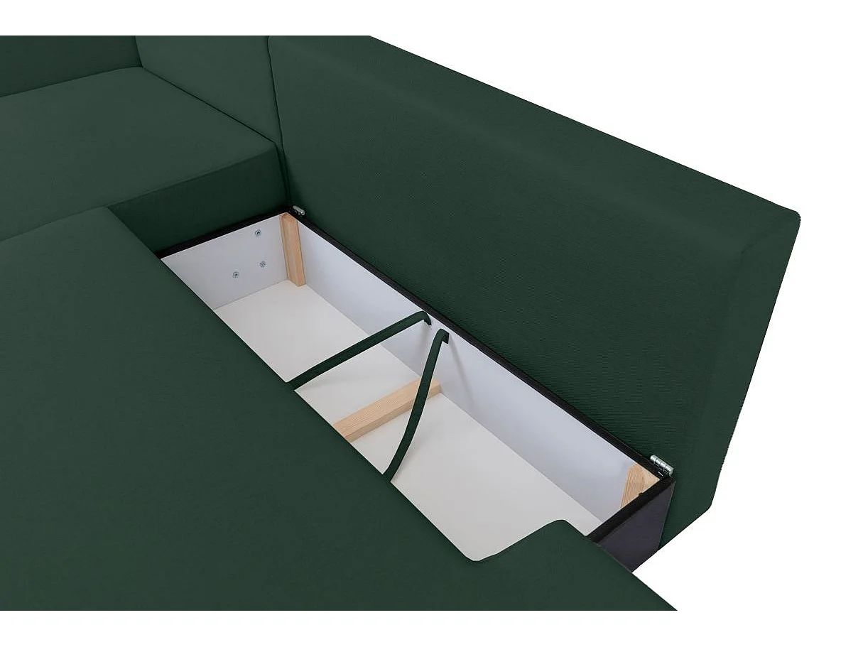 Canapé d'angle convertible 5 places FABIO en tissu texturé - Vert foncé - Angle Gauche
