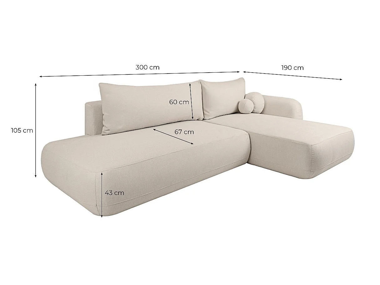 Canapé d'angle convertible 5 places FABIO en tissu texturé - Vert foncé - Angle Gauche