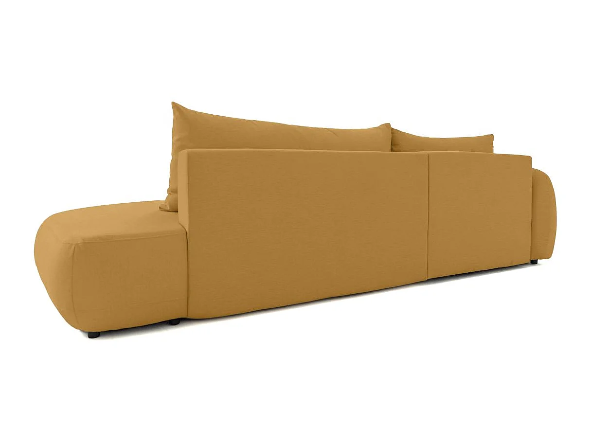 Canapé d'angle convertible 5 places FABIO en tissu texturé - Jaune - Angle Gauche