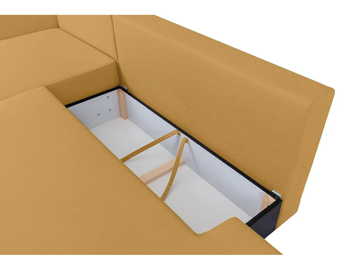 Canapé d'angle convertible 5 places FABIO en tissu texturé - Jaune - Angle Gauche