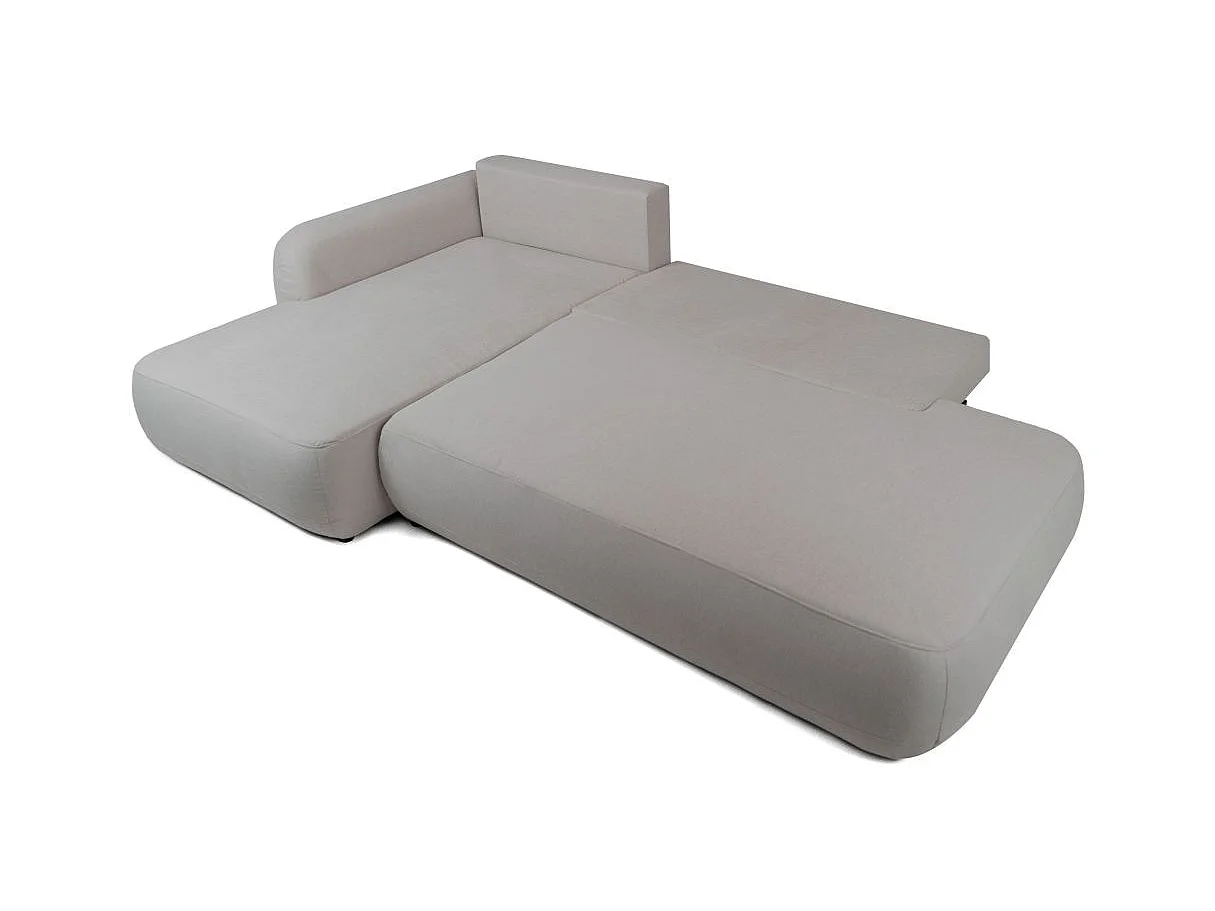 Canapé d'angle convertible 5 places FABIO en tissu texturé - Gris clair - Angle Gauche