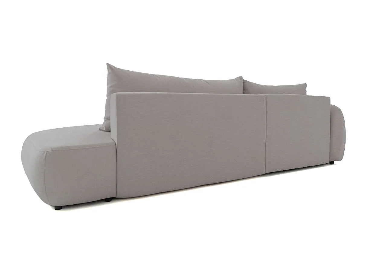 Canapé d'angle convertible 5 places FABIO en tissu texturé - Gris clair - Angle Gauche