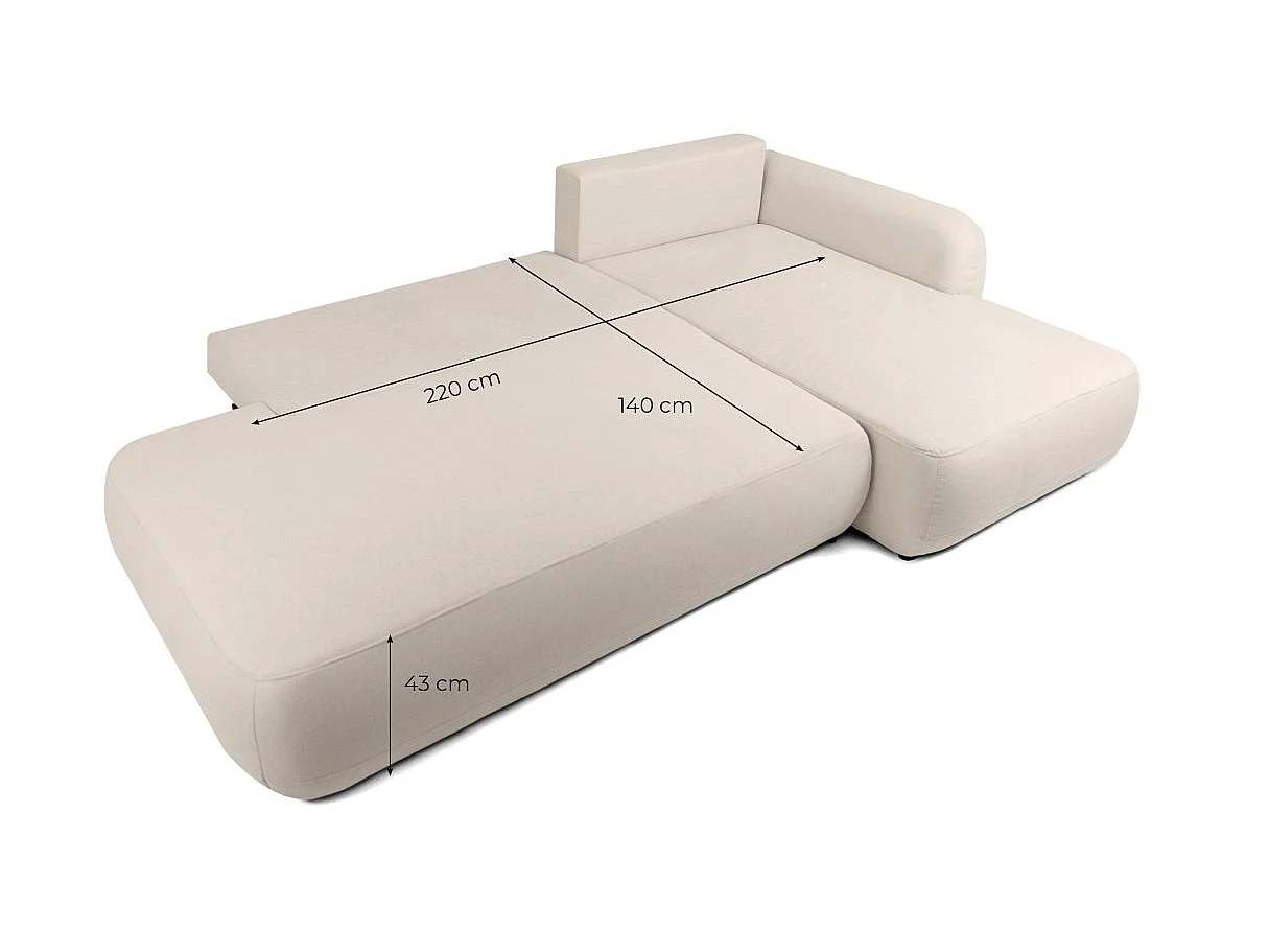 Canapé d'angle convertible 5 places FABIO en tissu texturé - Gris clair - Angle Gauche