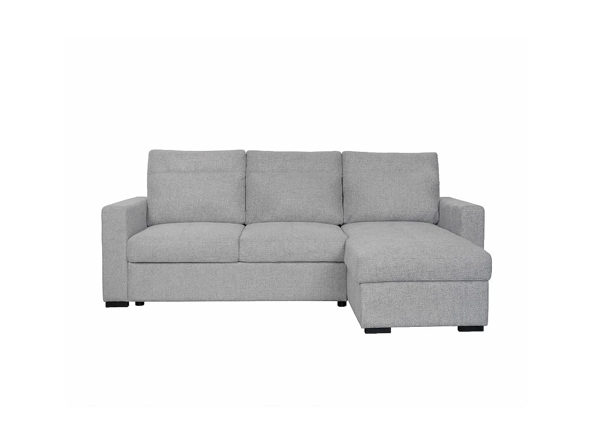 Canapé d'angle réversible SOLARO convertible avec coffre en tissu - Gris clair