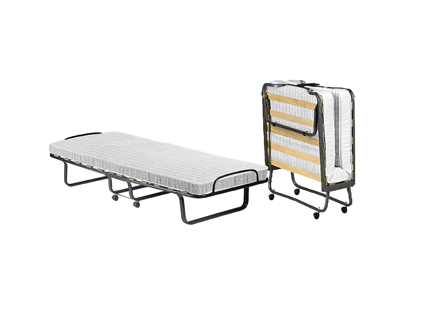 Lit pliant Dparis, Lit de camp à 12 lattes, Matelas inclus, Lit bébé peu encombrant, 100% Made in Italy, 80x190h37 cm, Housse de protection sur demande