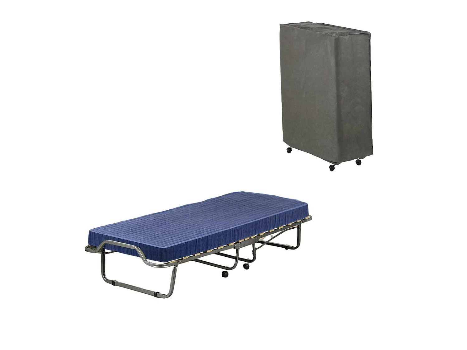 Klappbett Dabambil, Feldbett mit 15 Lattenrosten, inklusive Matratze, platzsparendes Bett, 100% Made in Italy, 80x190h39 cm, Anthrazit, inklusive Schutzhülle