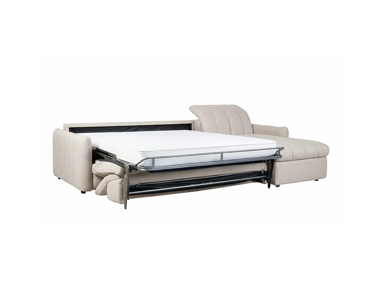 Canapé d'angle convertible ROMA avec relax électrique en tissu - Blanc