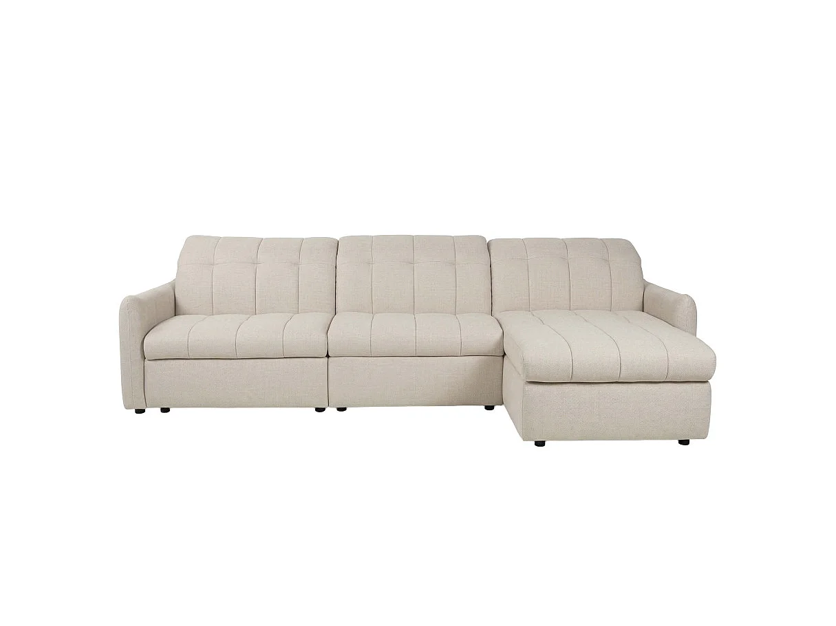 Canapé d'angle convertible ROMA avec relax électrique en tissu - Blanc