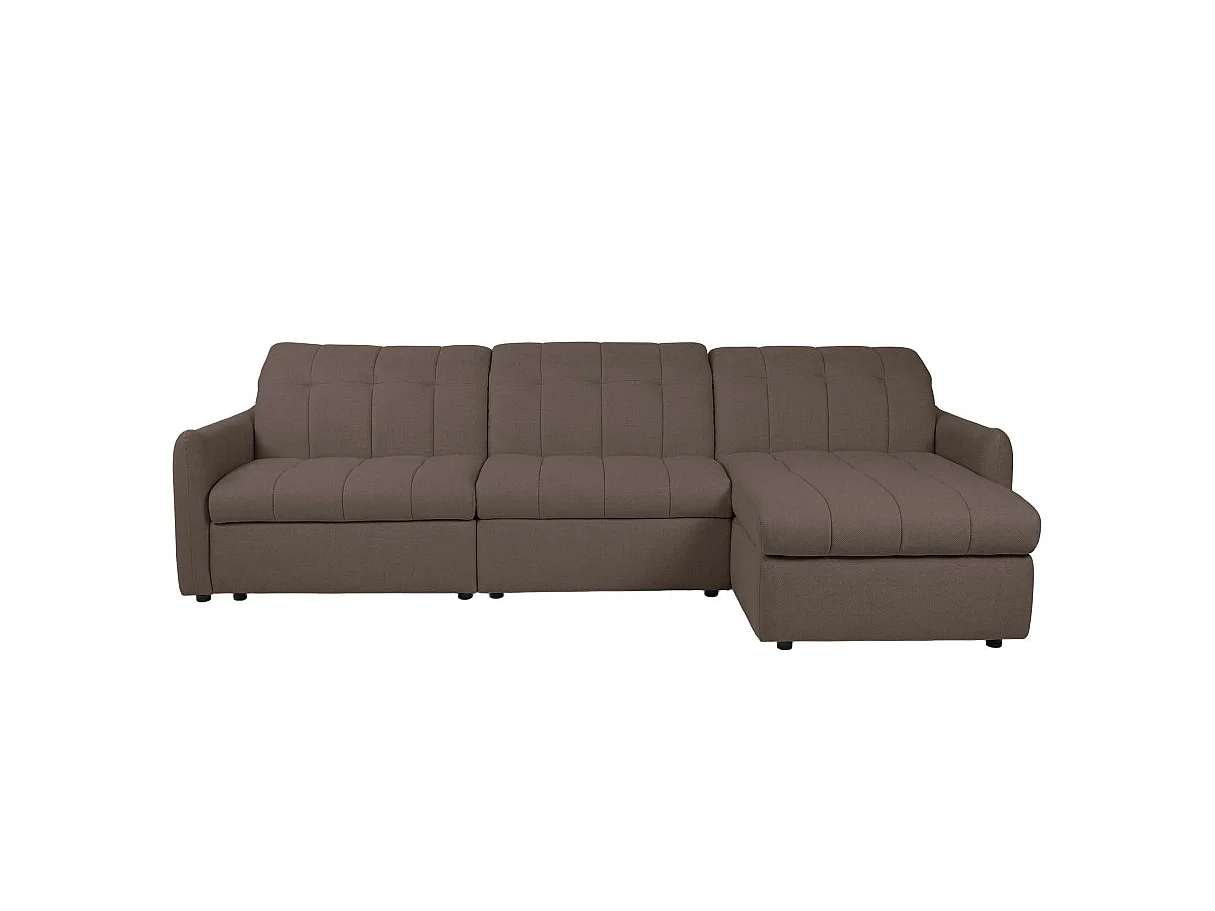 Canapé d'angle convertible ROMA avec relax électrique en tissu - Marron