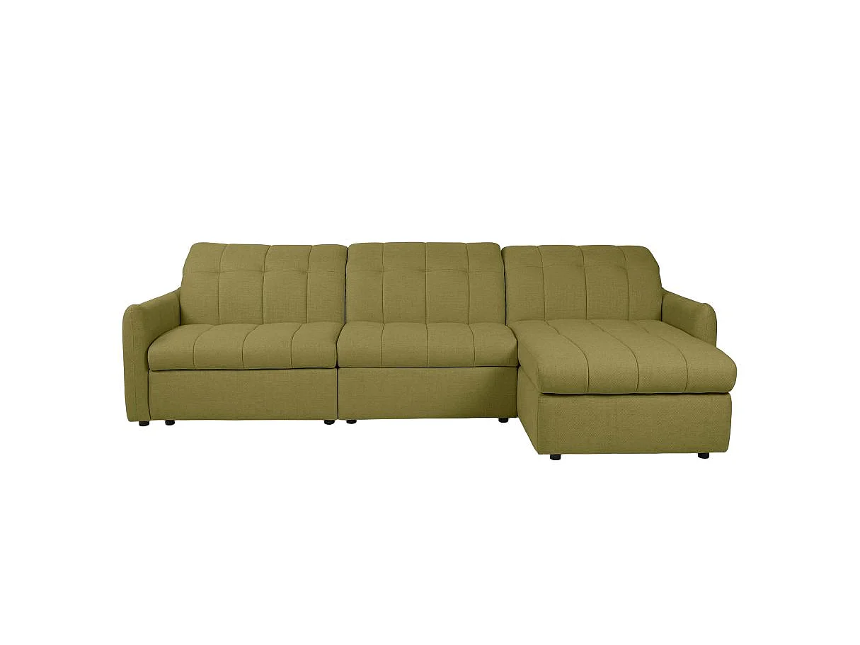 Canapé d'angle convertible ROMA avec relax électrique en tissu - Vert