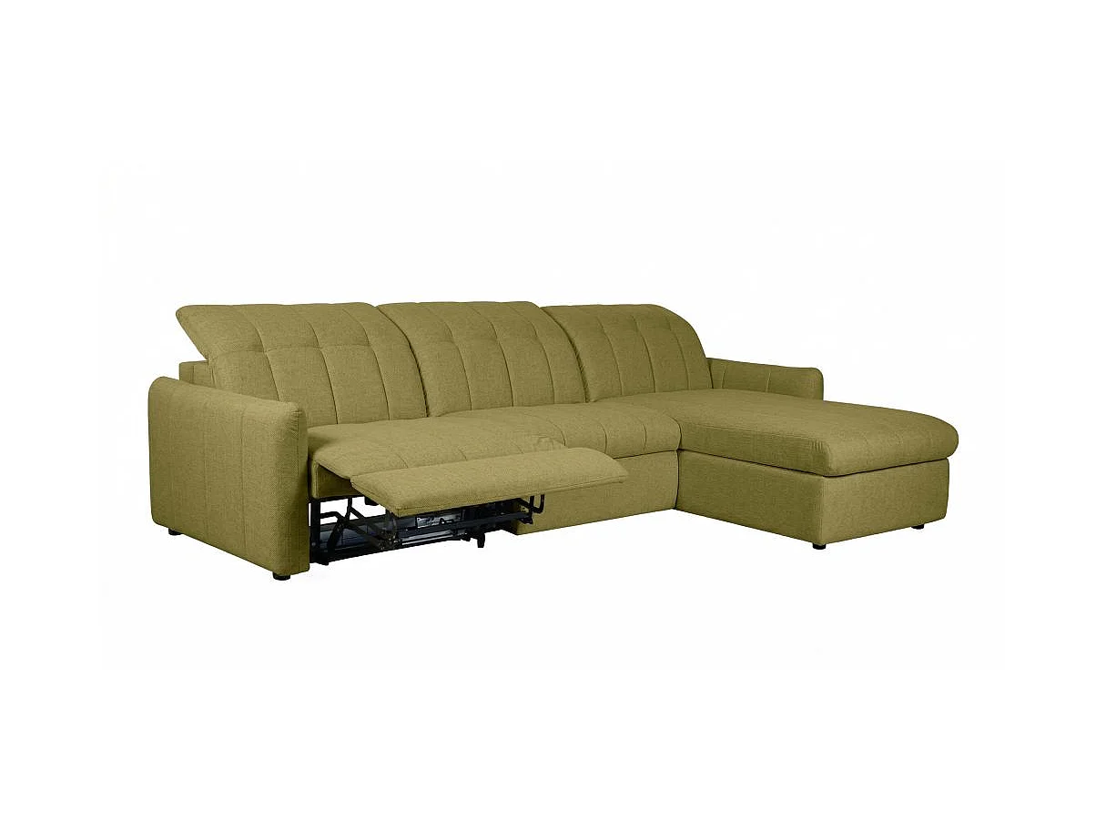 Canapé d'angle convertible ROMA avec relax électrique en tissu - Vert