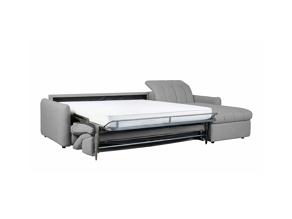 Canapé d'angle convertible ROMA avec relax électrique en tissu - Gris anthracite