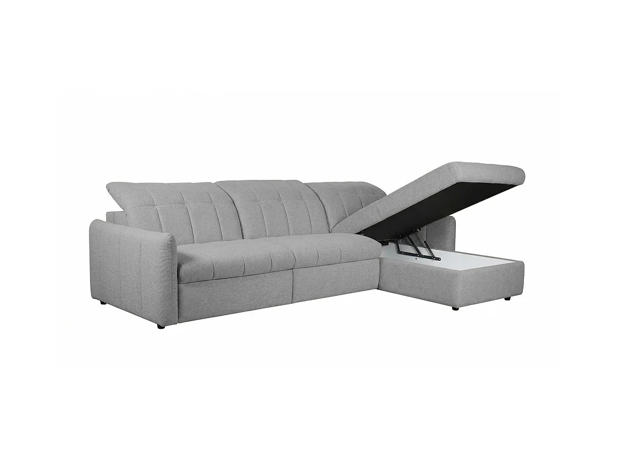Canapé d'angle convertible ROMA avec relax électrique en tissu - Gris anthracite