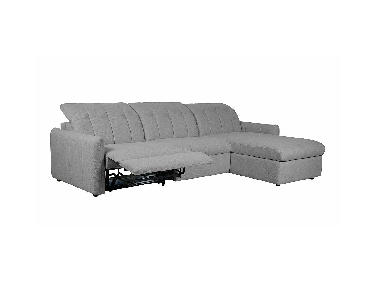 Canapé d'angle convertible ROMA avec relax électrique en tissu - Gris anthracite