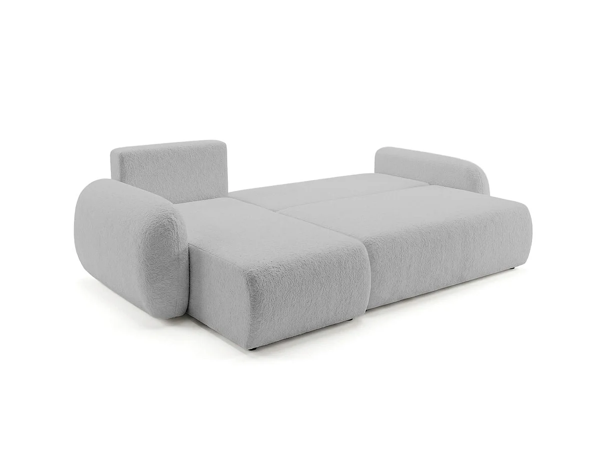 Canapé d'angle ALYA convertible réversible avec rangement en tissu bouclette - Gris clair