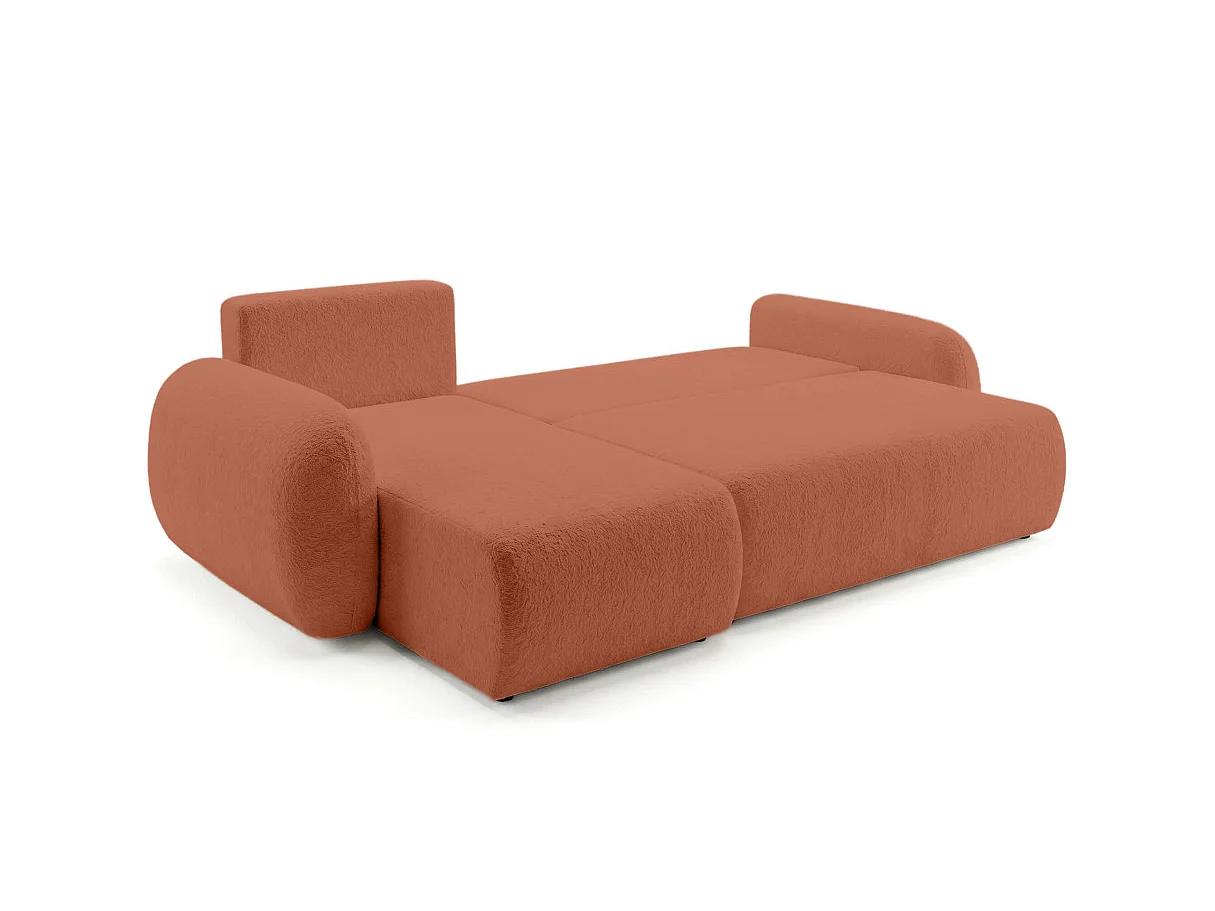 Canapé d'angle ALYA convertible réversible avec rangement en tissu bouclette - Terracotta