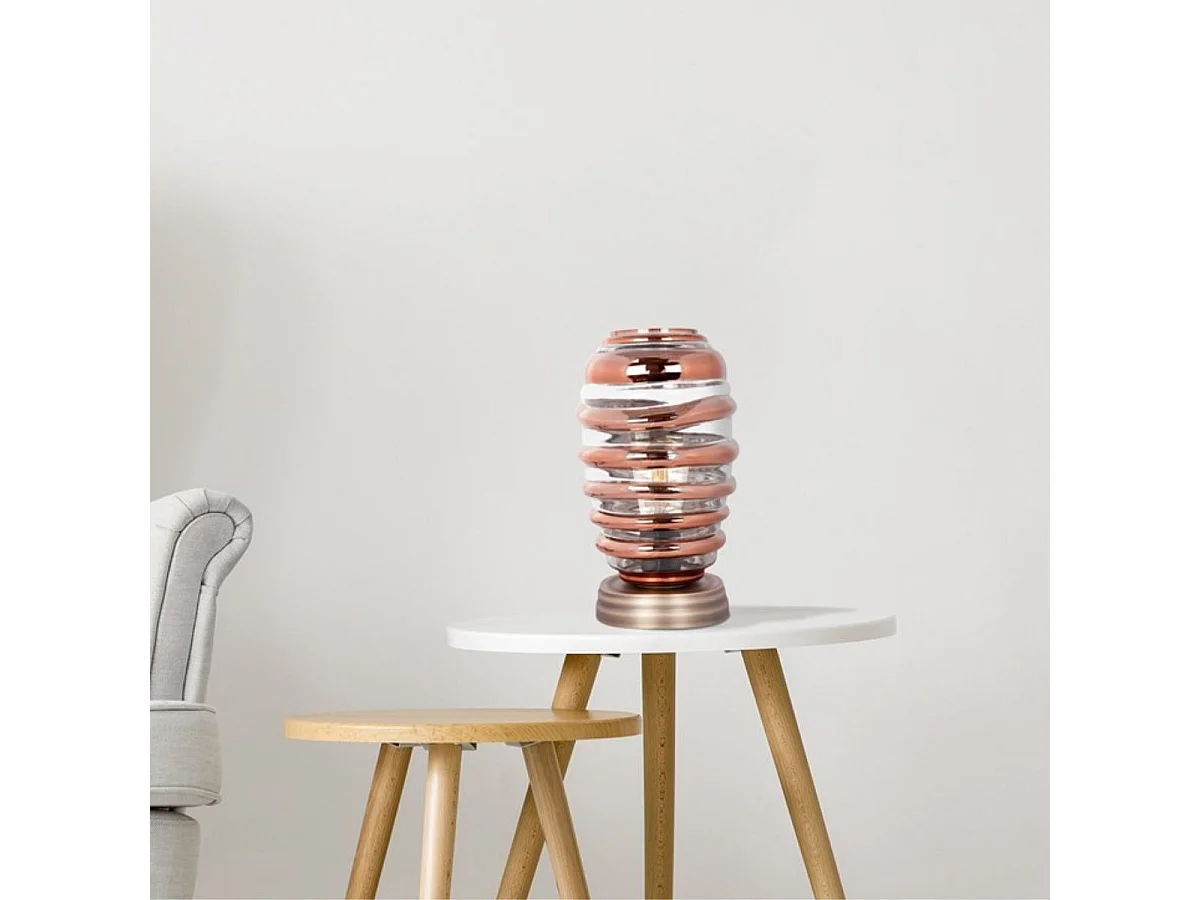 Lampe à Poser en Verre "Aladin II" 29cm Cuivre