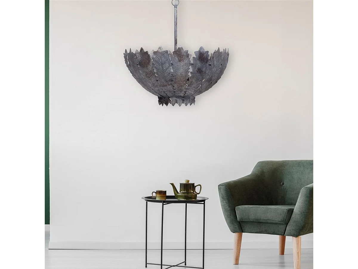 Lampe Suspension en Métal "Autumn Leaves" 77cm Argent