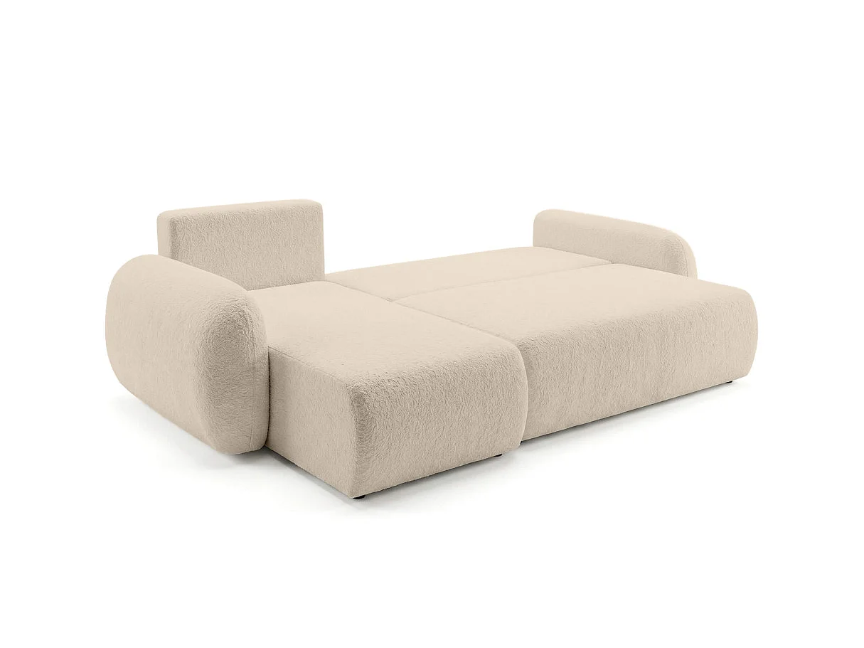 Canapé d'angle ALYA convertible réversible avec rangement en tissu bouclette - Beige