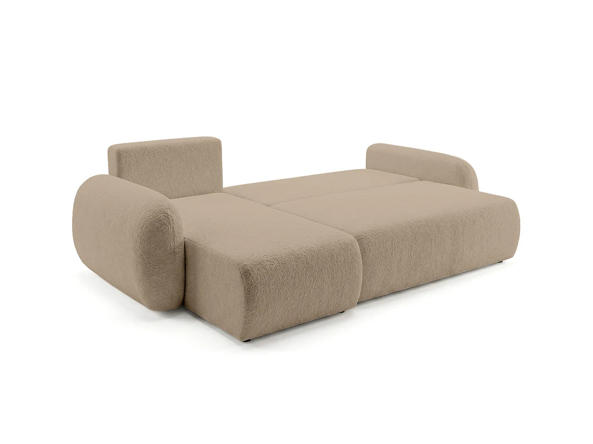 Canapé d'angle ALYA convertible réversible avec rangement en tissu bouclette - Taupe