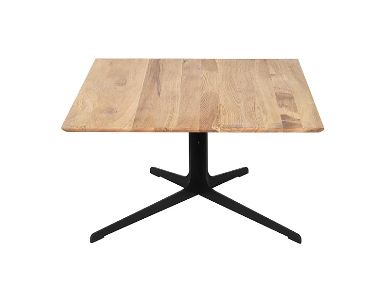 Table basse carrée 85 x 85 en chêne et pied métal asymétrique – DAMARA