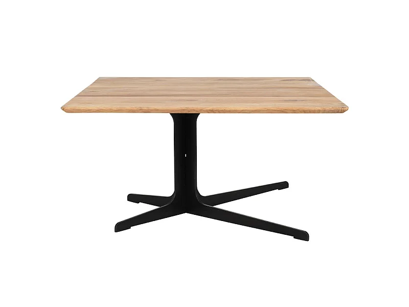 Table basse carrée 85 x 85 en chêne et pied métal asymétrique – DAMARA