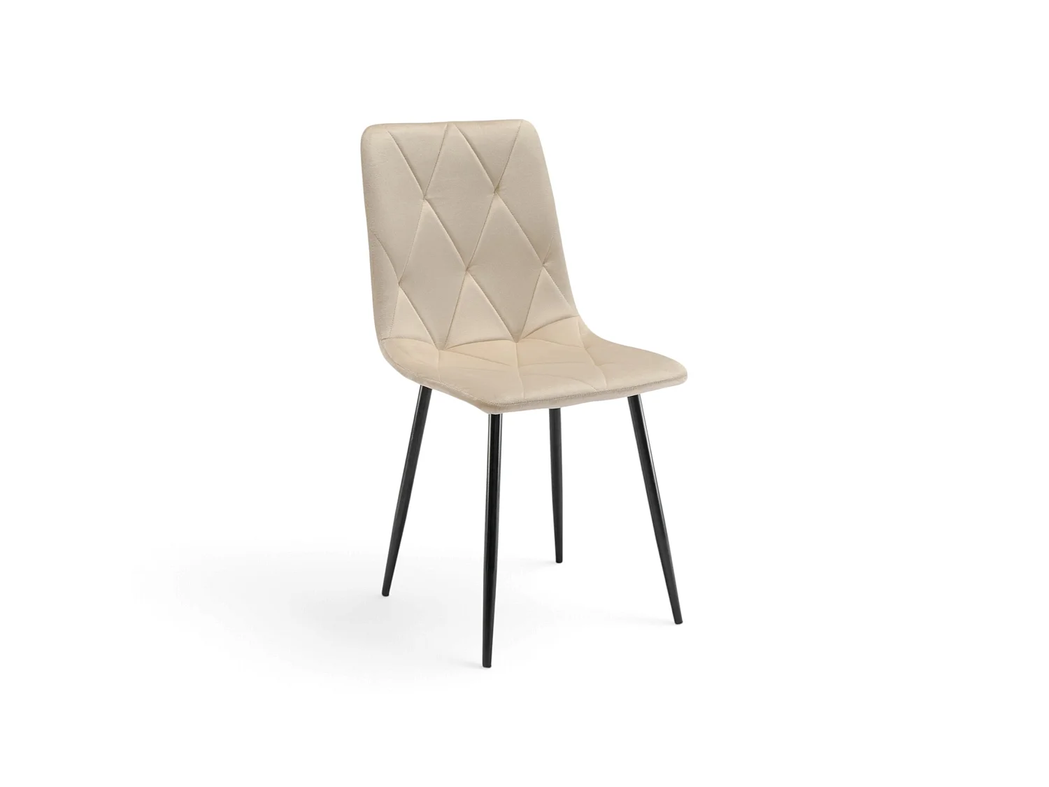 Set di 4 sedie in tessuto effetto velluto beige e gambe nere-CUENCA