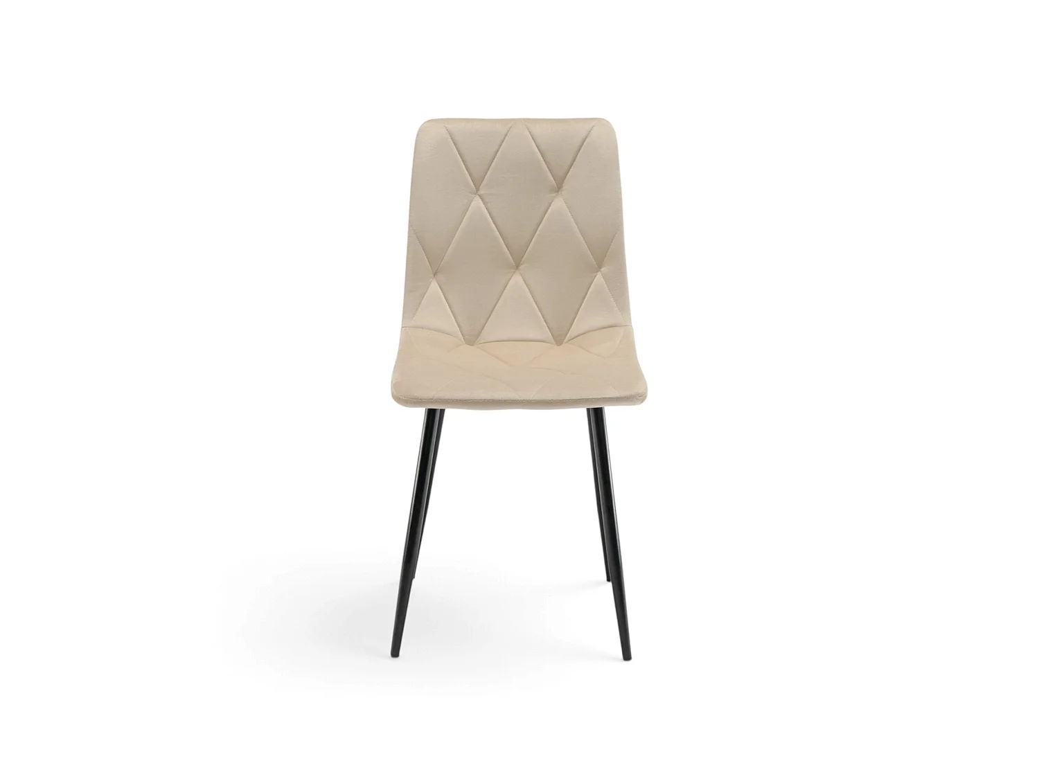Set di 4 sedie in tessuto effetto velluto beige e gambe nere-CUENCA