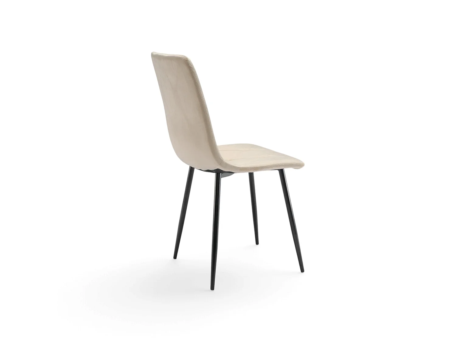 Set di 4 sedie in tessuto effetto velluto beige e gambe nere-CUENCA