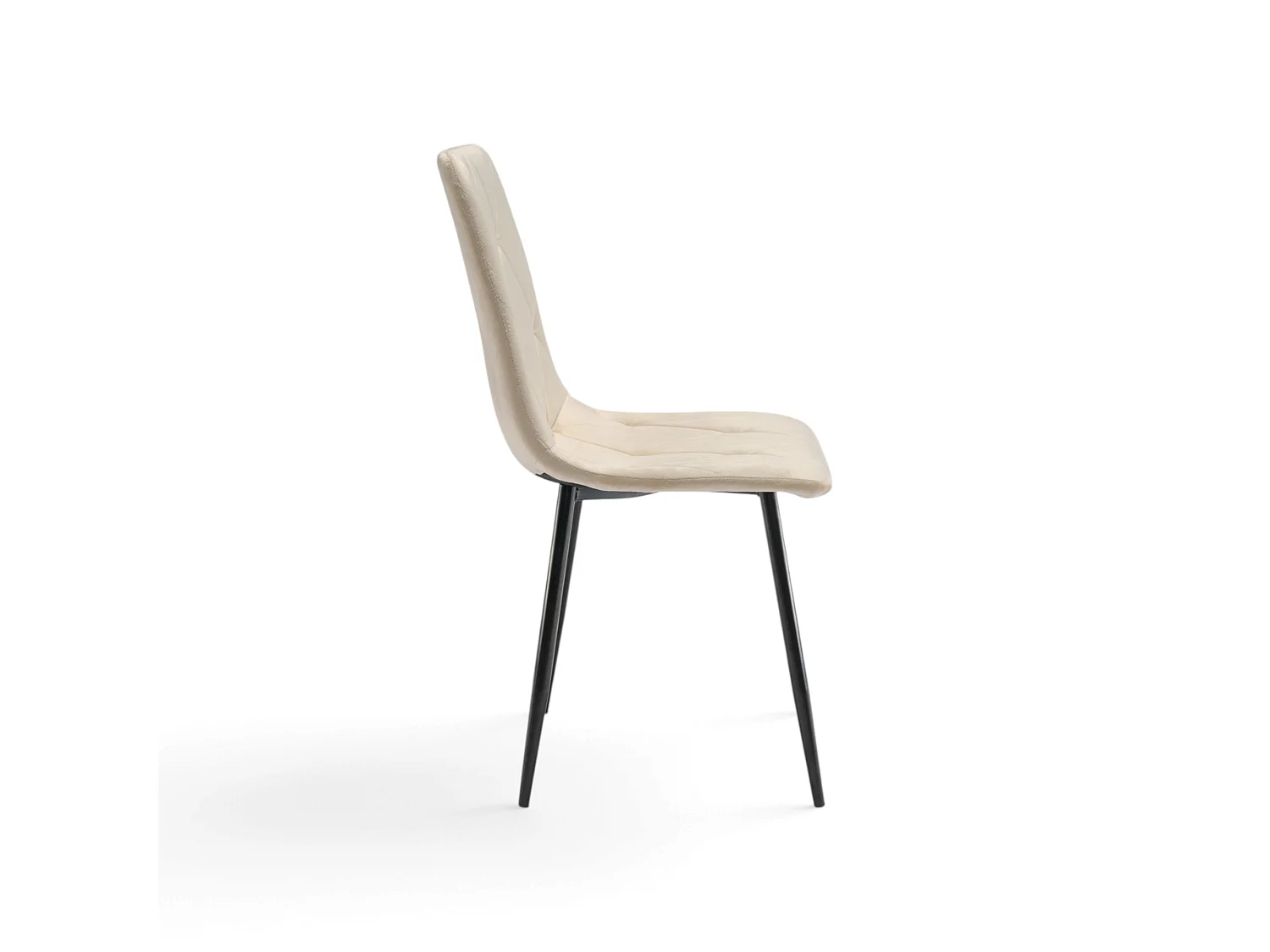 Set di 4 sedie in tessuto effetto velluto beige e gambe nere-CUENCA