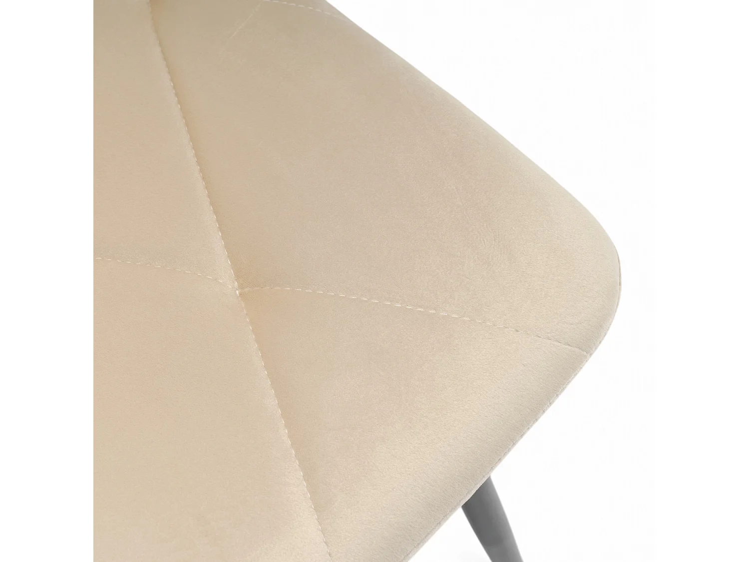 Set di 4 sedie in tessuto effetto velluto beige e gambe nere-CUENCA