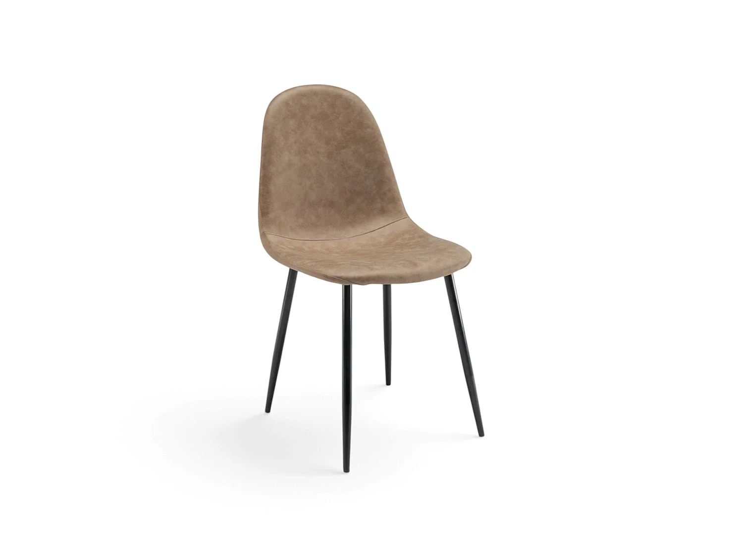 Lot de 4 chaises en simili camel avec pieds noirs-LAVEZZI