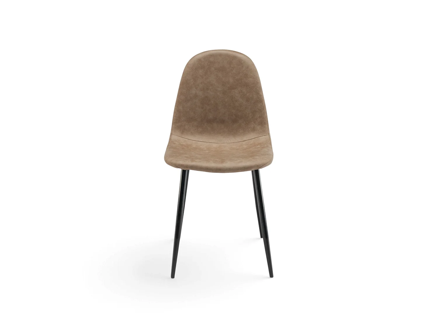 Lot de 4 chaises en simili camel avec pieds noirs-LAVEZZI