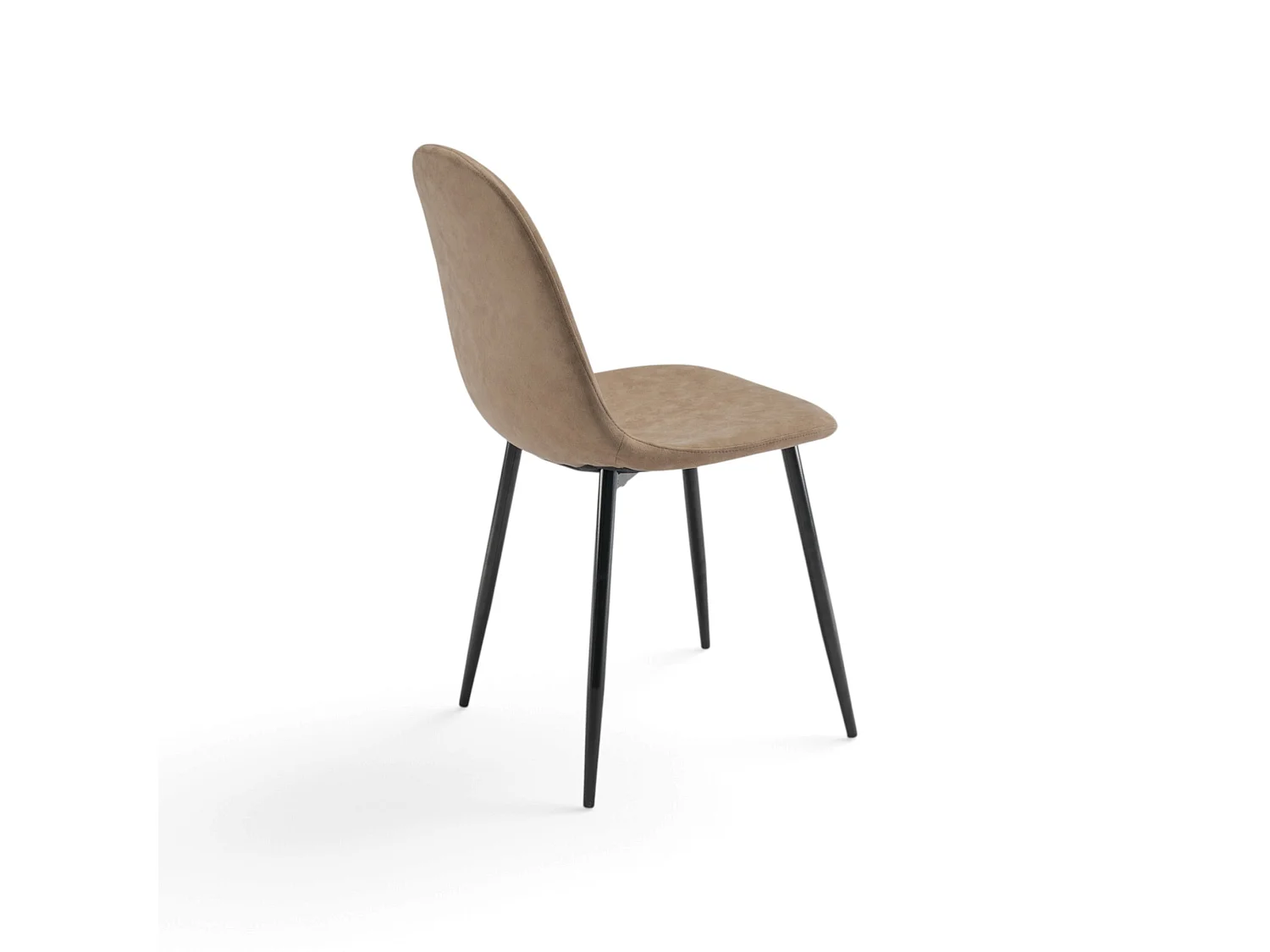 Lot de 4 chaises en simili camel avec pieds noirs-LAVEZZI